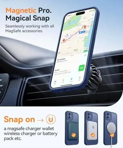 CANSHN Magnetic Compatible with iPhone 12 Case, Upgraded [Full Camera Protection] [Compatible with Magsafe] [Translucent Matte] Shockproof Protective Phone Case Cover 6.1 Inch - Deep Blue - 4