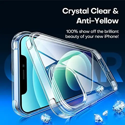CANSHN Clear Compatible with iPhone 12 Case/iPhone 12 Pro Case [Military Drop Protection] Not Yellowing Shockproof Protective Cover Bumpers Slim Thin Phone Case 6.1 Inch | Not Yellowing, Shockproof, Protective Cover, Bumpers, Slim - 4