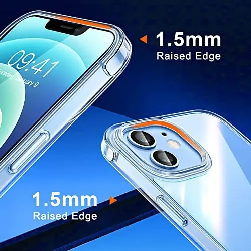 CANSHN Clear Compatible with iPhone 12 Case/iPhone 12 Pro Case [Military Drop Protection] Not Yellowing Shockproof Protective Cover Bumpers Slim Thin Phone Case 6.1 Inch | Not Yellowing, Shockproof, Protective Cover, Bumpers, Slim - 5