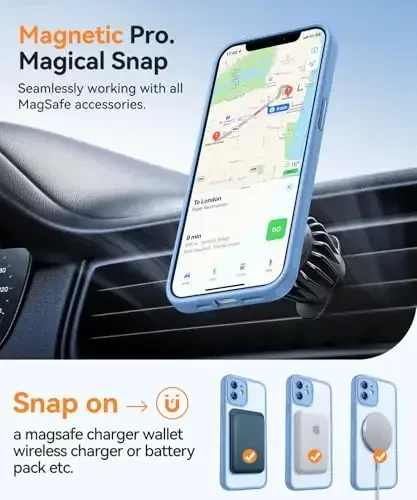 CANSHN Magnetic for iPhone 12 Mini Case, Upgraded [Full Camera Protection] [Compatible with Magsafe] [Translucent Matte] Shockproof Protective Phone Case for iPhone 12 Mini 5.4