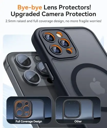 CANSHN Magnetic Compatible with iPhone 12 Pro Case, Upgraded [Full Camera Protection] [Compatible with Magsafe] [Translucent Matte] Shockproof Protective Phone Cover 6.1 Inch - Black - 3