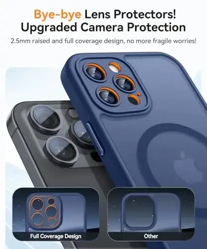 CANSHN Magnetic Compatible with iPhone 12 Pro Case, Upgraded [Full Camera Protection] [Compatible with Magsafe] [Translucent Matte] Shockproof Protective Phone Cover 6.1 Inch - Deep Blue - 3