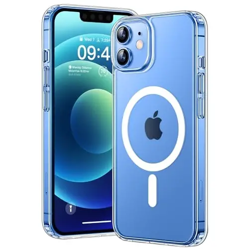 CANSHN Magnetic Compatible with iPhone 12/12 Pro Case Clear, Compatible with MagSafe Wireless Charging [Not Yellowing & MIL-Grade Drop Tested] Phone Cases with Shockproof Bumper 6.1 Inch - 1