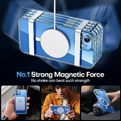 CANSHN Magnetic Compatible with iPhone 12/12 Pro Case Clear, Compatible with MagSafe Wireless Charging [Not Yellowing & MIL-Grade Drop Tested] Phone Cases with Shockproof Bumper 6.1 Inch - 4