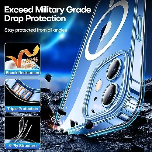 CANSHN iPhone 12/12 Pro uchun magnit moslashuvchan gʻilof, MagSafe simsiz zaryadlash bilan mos [Sarǵaymaydigan va harbiy standartga muvofiq tushish sinovidan oʻtgan] Zarba oʻtkazmaydigan bamperli telefon gʻiloflari 6.1 dyuym - 5