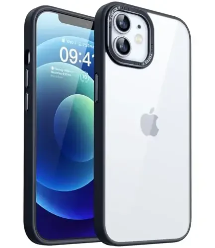 CANSHN Clear Compatible with iPhone 12 Case/iPhone 12 Pro Case [Military Drop Protection] Not Yellowing Shockproof Protective Cover Bumpers Slim Thin Phone Case 6.1 inch - Black - CANSHN