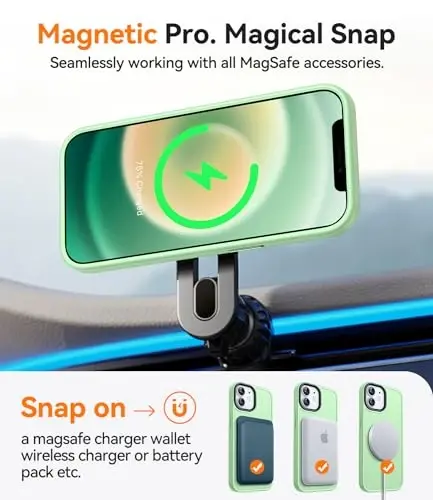 CANSHN iPhone 12/iPhone 12 Pro uchun magnit mos keladigan g‘ilof [Magsafe bilan mos] [Yarim shaffof mat] Yupqa zarbga chidamli himoya bamperli telefon g‘ilofi 6,1 dyuym - och yashil - CANSHN (1)
