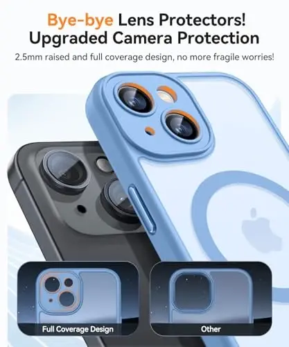 CANSHN Magnetic for iPhone 13 Case, Upgraded [Full Camera Protection] [Compatible with Magsafe] [Translucent Matte] Shockproof Protective Phone Case for iPhone 13 6.1
