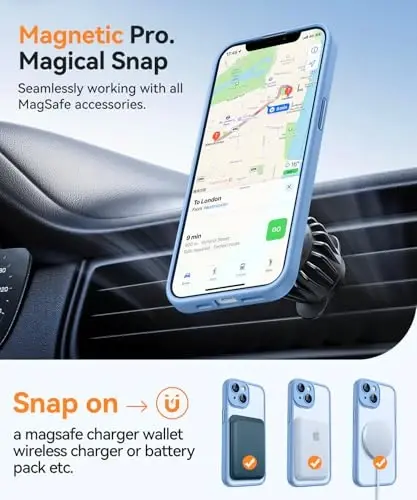 CANSHN Magnetic for iPhone 13 Case, Upgraded [Full Camera Protection] [Compatible with Magsafe] [Translucent Matte] Shockproof Protective Phone Case for iPhone 13 6.1
