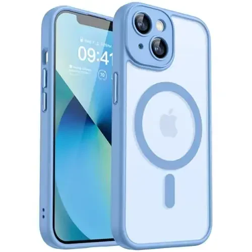 CANSHN Magnetic for iPhone 13 Case, Upgraded [Full Camera Protection] [Compatible with Magsafe] [Translucent Matte] Shockproof Protective Phone Case for iPhone 13 6.1