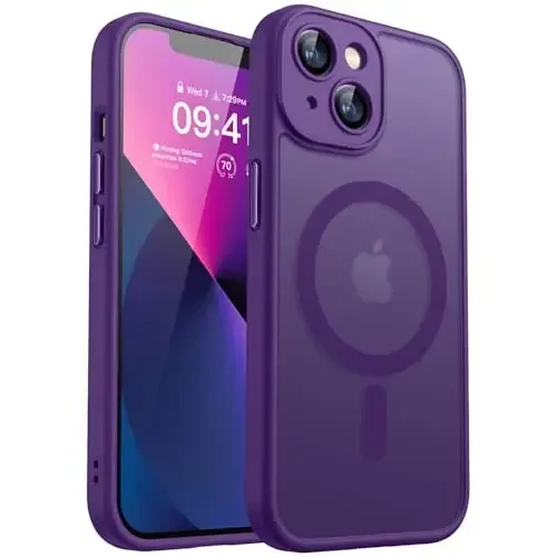 CANSHN Magnetic for iPhone 13 Case, Upgraded [Full Camera Protection] [Compatible with Magsafe] [Translucent Matte] Shockproof Protective Phone Case for iPhone 13 6.1