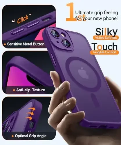 CANSHN Magnetic for iPhone 13 Case, Upgraded [Full Camera Protection] [Compatible with Magsafe] [Translucent Matte] Shockproof Protective Phone Case for iPhone 13 6.1
