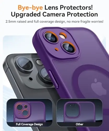 CANSHN Magnetic for iPhone 13 Case, Upgraded [Full Camera Protection] [Compatible with Magsafe] [Translucent Matte] Shockproof Protective Phone Case for iPhone 13 6.1