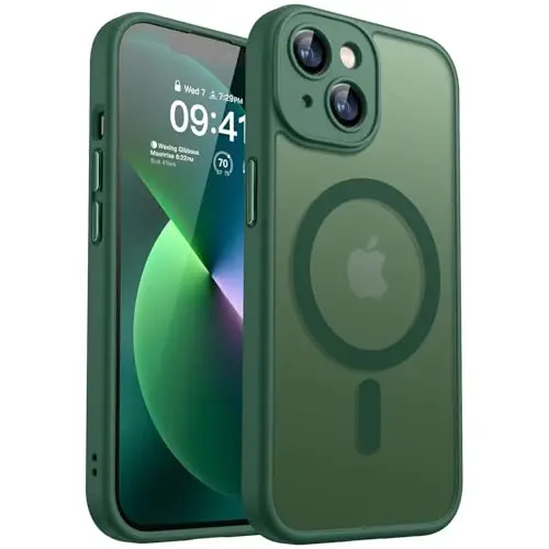 CANSHN Magnetic for iPhone 13 Case, Upgraded [Full Camera Protection] [Compatible with Magsafe] [Translucent Matte] Shockproof Protective Phone Case for iPhone 13 6.1