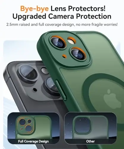 CANSHN Magnetic for iPhone 13 Case, Upgraded [Full Camera Protection] [Compatible with Magsafe] [Translucent Matte] Shockproof Protective Phone Case for iPhone 13 6.1