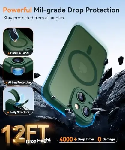 CANSHN Magnetic for iPhone 13 Case, Upgraded [Full Camera Protection] [Compatible with Magsafe] [Translucent Matte] Shockproof Protective Phone Case for iPhone 13 6.1