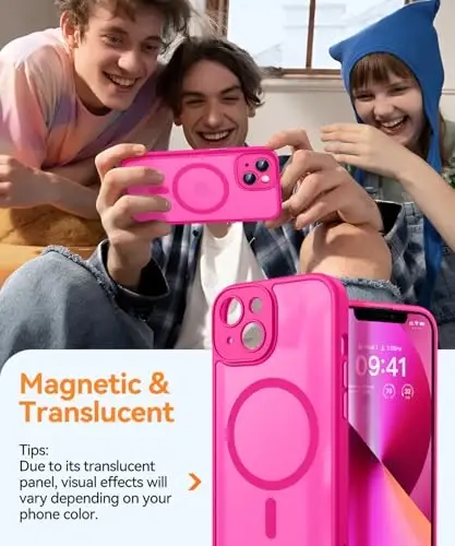 CANSHN Magnetic for iPhone 13 Case, Upgraded [Full Camera Protection] [Compatible with Magsafe] [Translucent Matte] Shockproof Protective Phone Case for iPhone 13 6.1