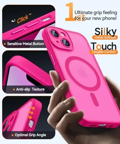 CANSHN Magnetic for iPhone 13 Case, Upgraded [Full Camera Protection] [Compatible with Magsafe] [Translucent Matte] Shockproof Protective Phone Case for iPhone 13 6.1