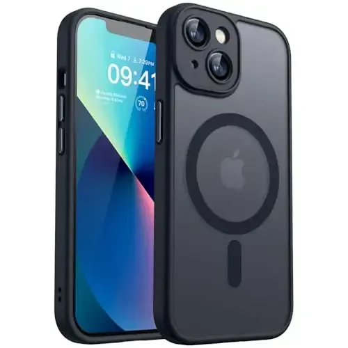 CANSHN Magnetic for iPhone 13 Case, Upgraded [Full Camera Protection] [Compatible with Magsafe] [Translucent Matte] Shockproof Protective Phone Case for iPhone 13 6.1