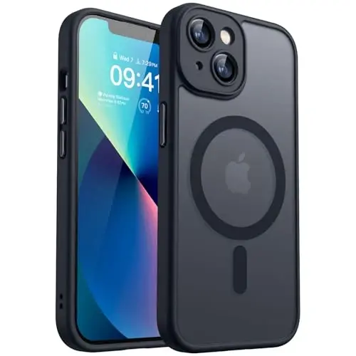 CANSHN Magnetic for iPhone 13 Case, Upgraded [Full Camera Protection] [Compatible with Magsafe] [Translucent Matte] Shockproof Protective Phone Case for iPhone 13 6.1