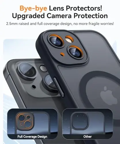 CANSHN Magnetic for iPhone 13 Case, Upgraded [Full Camera Protection] [Compatible with Magsafe] [Translucent Matte] Shockproof Protective Phone Case for iPhone 13 6.1