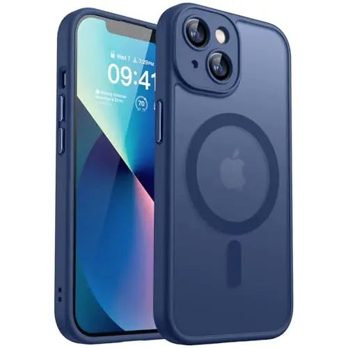 CANSHN Magnetic for iPhone 13 Case, Upgraded [Full Camera Protection] [Compatible with Magsafe] [Translucent Matte] Shockproof Protective Phone Case for iPhone 13 6.1