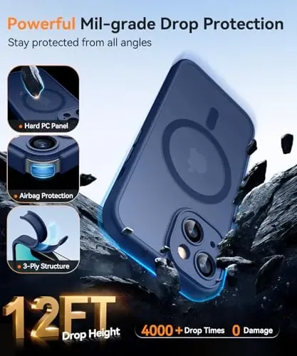 CANSHN Magnetic for iPhone 13 Case, Upgraded [Full Camera Protection] [Compatible with Magsafe] [Translucent Matte] Shockproof Protective Phone Case for iPhone 13 6.1