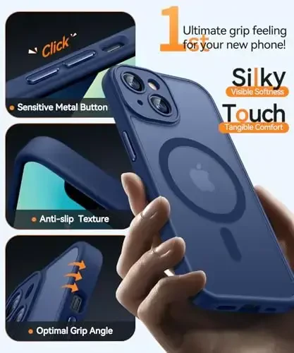 CANSHN Magnetic for iPhone 13 Case, Upgraded [Full Camera Protection] [Compatible with Magsafe] [Translucent Matte] Shockproof Protective Phone Case for iPhone 13 6.1