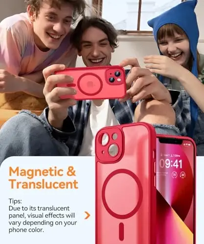 CANSHN Magnetic for iPhone 13 Case, Upgraded [Full Camera Protection] [Compatible with Magsafe] [Translucent Matte] Shockproof Protective Phone Case for iPhone 13 6.1