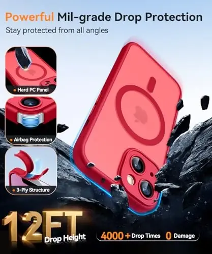 CANSHN Magnetic for iPhone 13 Case, Upgraded [Full Camera Protection] [Compatible with Magsafe] [Translucent Matte] Shockproof Protective Phone Case for iPhone 13 6.1