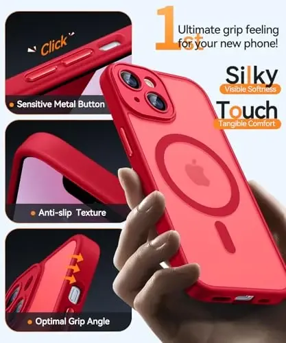 CANSHN Magnetic for iPhone 13 Case, Upgraded [Full Camera Protection] [Compatible with Magsafe] [Translucent Matte] Shockproof Protective Phone Case for iPhone 13 6.1