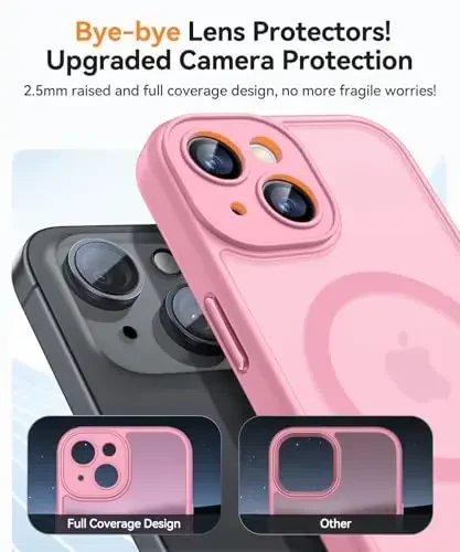 CANSHN Magnetic for iPhone 13 Case, Upgraded [Full Camera Protection] [Compatible with Magsafe] [Translucent Matte] Shockproof Protective Phone Case for iPhone 13 6.1