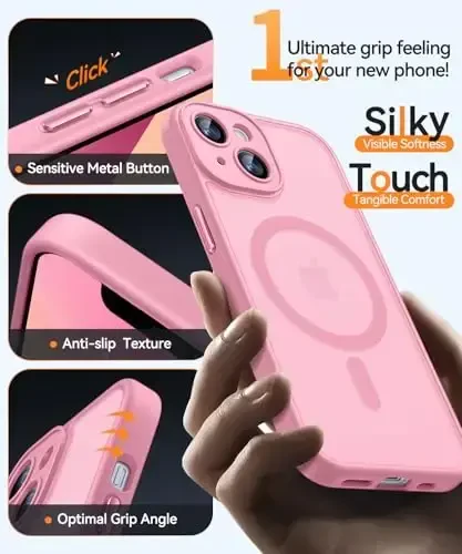 CANSHN Magnetic for iPhone 13 Case, Upgraded [Full Camera Protection] [Compatible with Magsafe] [Translucent Matte] Shockproof Protective Phone Case for iPhone 13 6.1