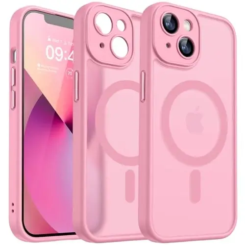 CANSHN Magnetic for iPhone 13 Case, Upgraded [Full Camera Protection] [Compatible with Magsafe] [Translucent Matte] Shockproof Protective Phone Case for iPhone 13 6.1