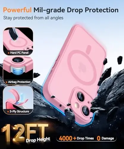 CANSHN Magnetic for iPhone 13 Case, Upgraded [Full Camera Protection] [Compatible with Magsafe] [Translucent Matte] Shockproof Protective Phone Case for iPhone 13 6.1