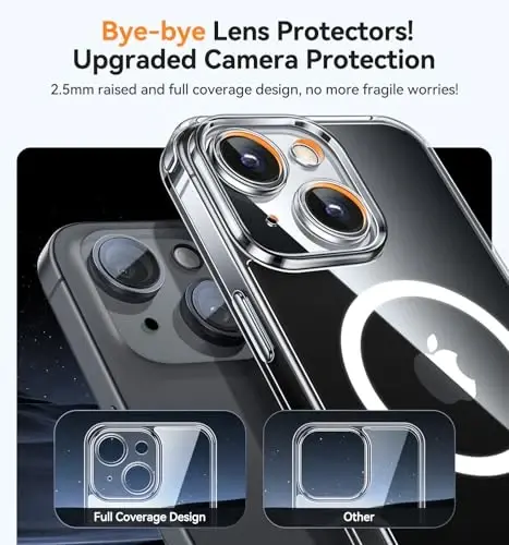 CANSHN Magnetic Compatible with iPhone 13 Case, Upgraded [Full Camera Protection] [Compatible with Magsafe] Non-Yellowing Shockproof Protective Bumper Phone Case 6.1 inch - Clear - 7
