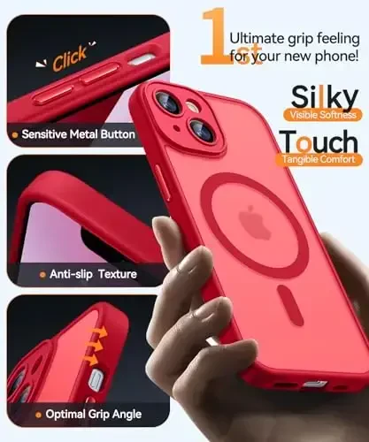 CANSHN Magnetic for iPhone 13 Mini Case, Upgraded [Full Camera Protection] [Compatible with Magsafe] [Translucent Matte] Shockproof Protective Phone Case for iPhone 13 Mini 5.4