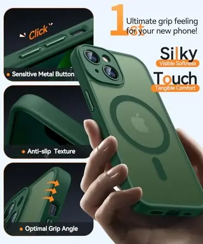 CANSHN Magnetic for iPhone 13 Mini Case, Upgraded [Full Camera Protection] [Compatible with Magsafe] [Translucent Matte] Shockproof Protective Phone Case for iPhone 13 Mini 5.4