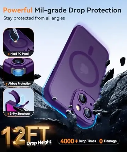 CANSHN Magnetic for iPhone 13 Mini Case, Upgraded [Full Camera Protection] [Compatible with Magsafe] [Translucent Matte] Shockproof Protective Phone Case for iPhone 13 Mini 5.4