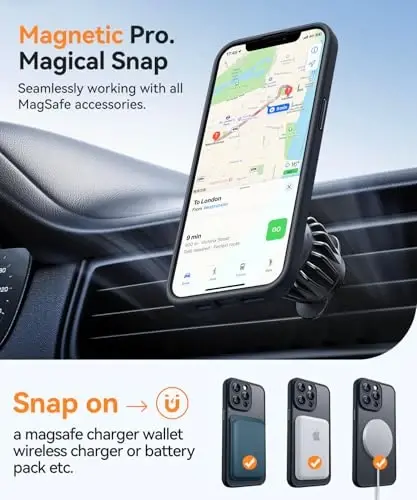 CANSHN Magnetic Compatible with iPhone 13 Pro Max Case, Upgraded [Full Camera Protection] [Compatible with Magsafe] [Translucent Matte] Shockproof Protective Phone Case Cover 6.7 Inch - Black - 12