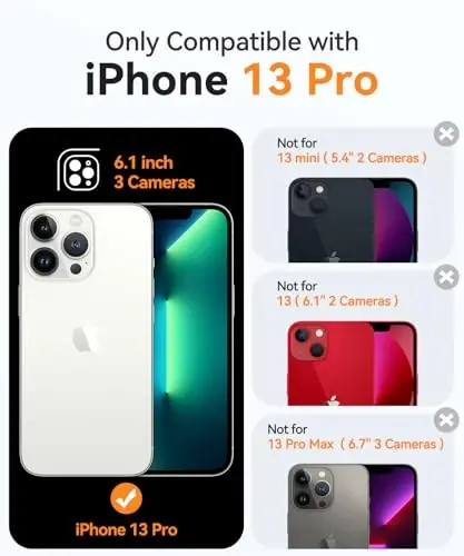 CANSHN iPhone 13 Pro uchun magnitli mos keladigan g'ilof, yangilangan [To'liq kamera himoyasi] [Magsafe bilan mos keladi] Sariqlikka qarshi zarbga chidamli himoya bamper telefon g'ilofi 6,1 dyuym - Shaffof - CANSHN (1)