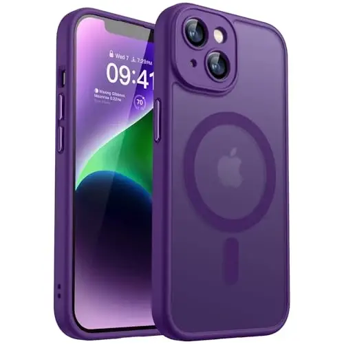 CANSHN Magnetic for iPhone 14 Case, Upgraded [Full Camera Protection] [Compatible with Magsafe] [Translucent Matte] Shockproof Protective Phone Case for iPhone 14 6.1