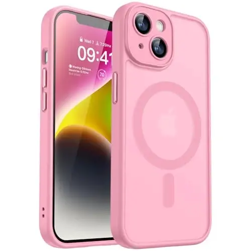 CANSHN Magnetic for iPhone 14 Case, Upgraded [Full Camera Protection] [Compatible with Magsafe] [Translucent Matte] Shockproof Protective Phone Case for iPhone 14 6.1