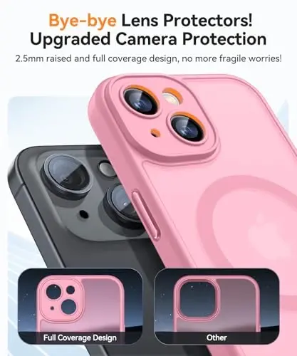 CANSHN Magnetic for iPhone 14 Case, Upgraded [Full Camera Protection] [Compatible with Magsafe] [Translucent Matte] Shockproof Protective Phone Case for iPhone 14 6.1