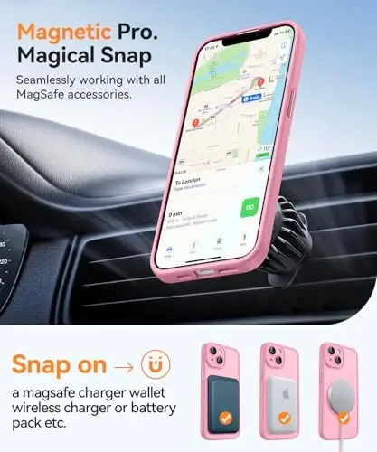 CANSHN Magnetic for iPhone 14 Case, Upgraded [Full Camera Protection] [Compatible with Magsafe] [Translucent Matte] Shockproof Protective Phone Case for iPhone 14 6.1
