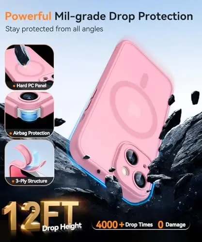 CANSHN Magnetic for iPhone 14 Case, Upgraded [Full Camera Protection] [Compatible with Magsafe] [Translucent Matte] Shockproof Protective Phone Case for iPhone 14 6.1