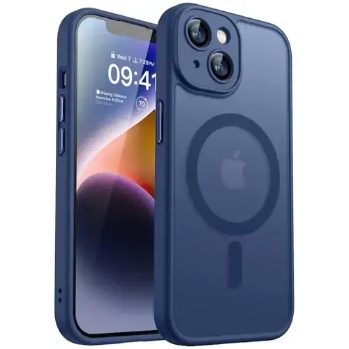 CANSHN Magnetic for iPhone 14 Case, Upgraded [Full Camera Protection] [Compatible with Magsafe] [Translucent Matte] Shockproof Protective Phone Case for iPhone 14 6.1