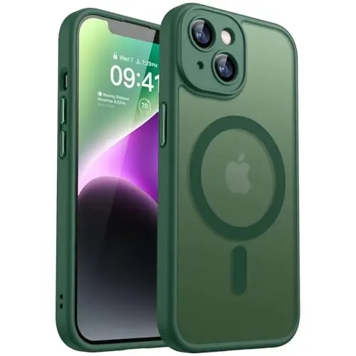 CANSHN Magnetic for iPhone 14 Plus Case, Upgraded [Full Camera Protection] [Compatible with Magsafe] [Translucent Matte] Shockproof Protective Phone Case for iPhone 14 Plus 6.7