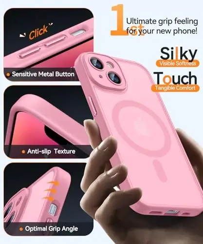 CANSHN Magnetic for iPhone 14 Plus Case, Upgraded [Full Camera Protection] [Compatible with Magsafe] [Translucent Matte] Shockproof Protective Phone Case for iPhone 14 Plus 6.7