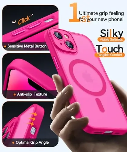 CANSHN Magnetic for iPhone 14 Plus Case, Upgraded [Full Camera Protection] [Compatible with Magsafe] [Translucent Matte] Shockproof Protective Phone Case for iPhone 14 Plus 6.7